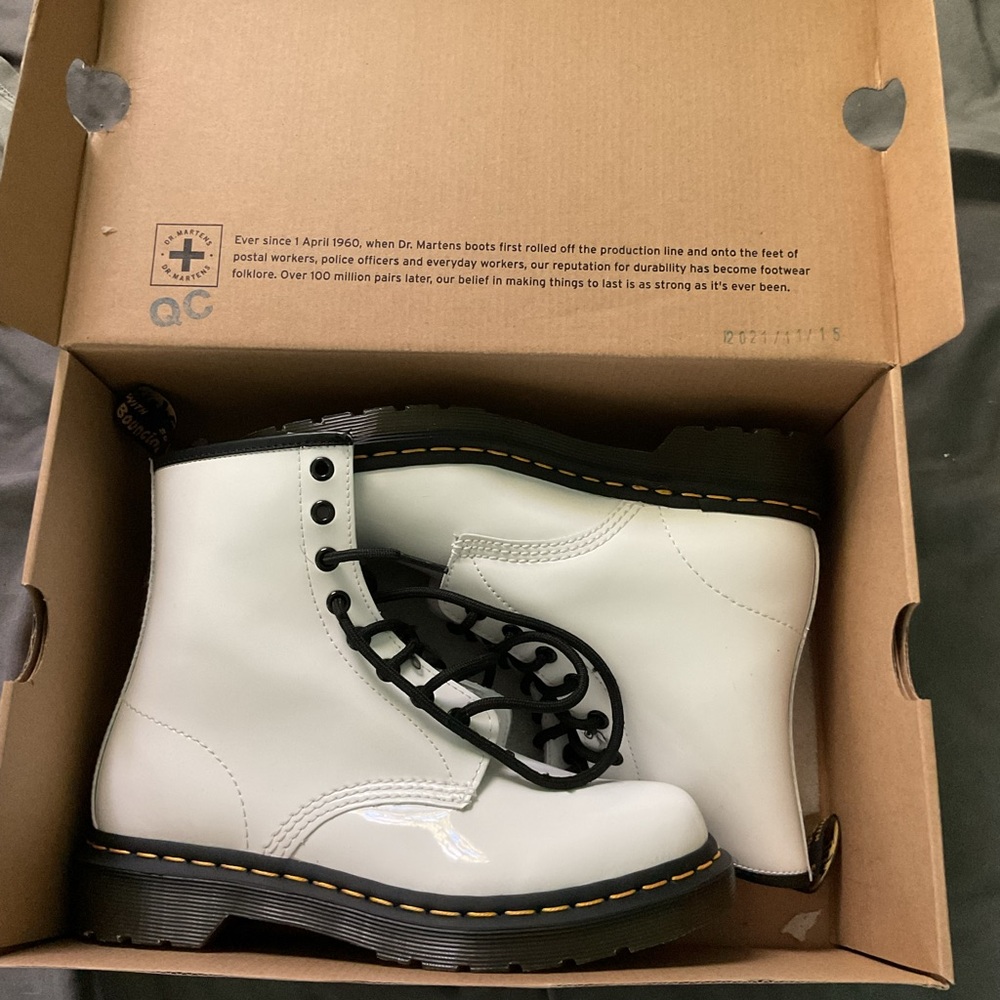 Dr. Martens White Boots with Black Laces